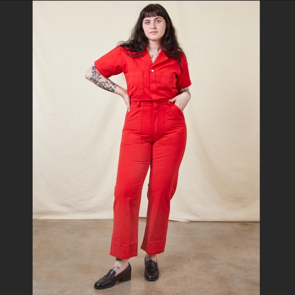Big Bud Press Short-Sleeve Jumpsuit in Paprika (Red)